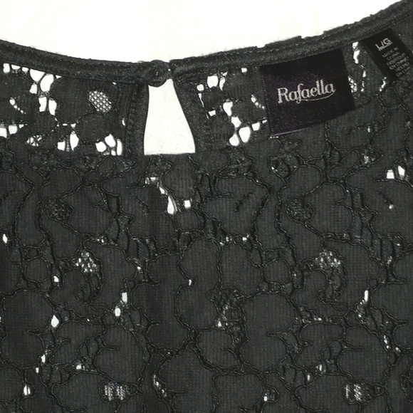 RAFAELLA BLACK LACE 3/4 SLEEVE TOP - LARGE - Picture 3 of 6